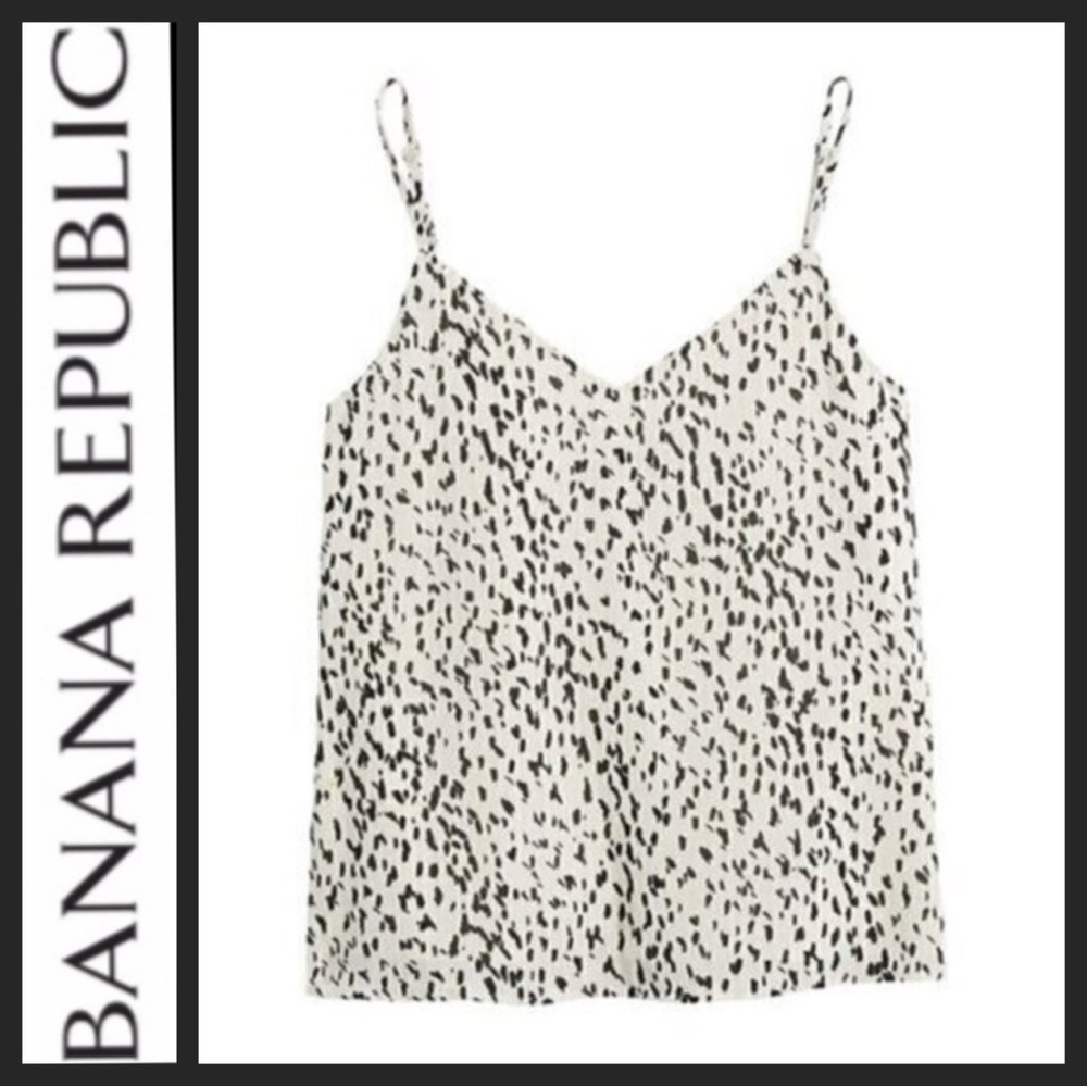 NWT Banana Republic Black & Cream Abstract Dot Camisole